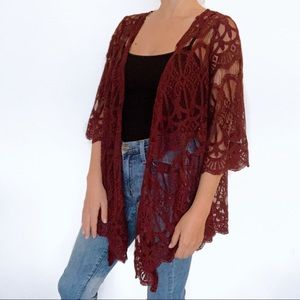 Francesca’s Maroon Lace Cardigan [NWT]
